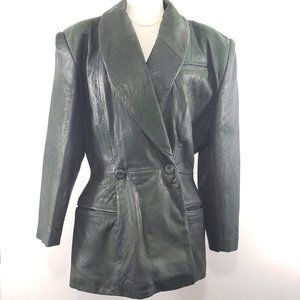 Banana Republic Forrest Green Leather Coat, Sz 14
